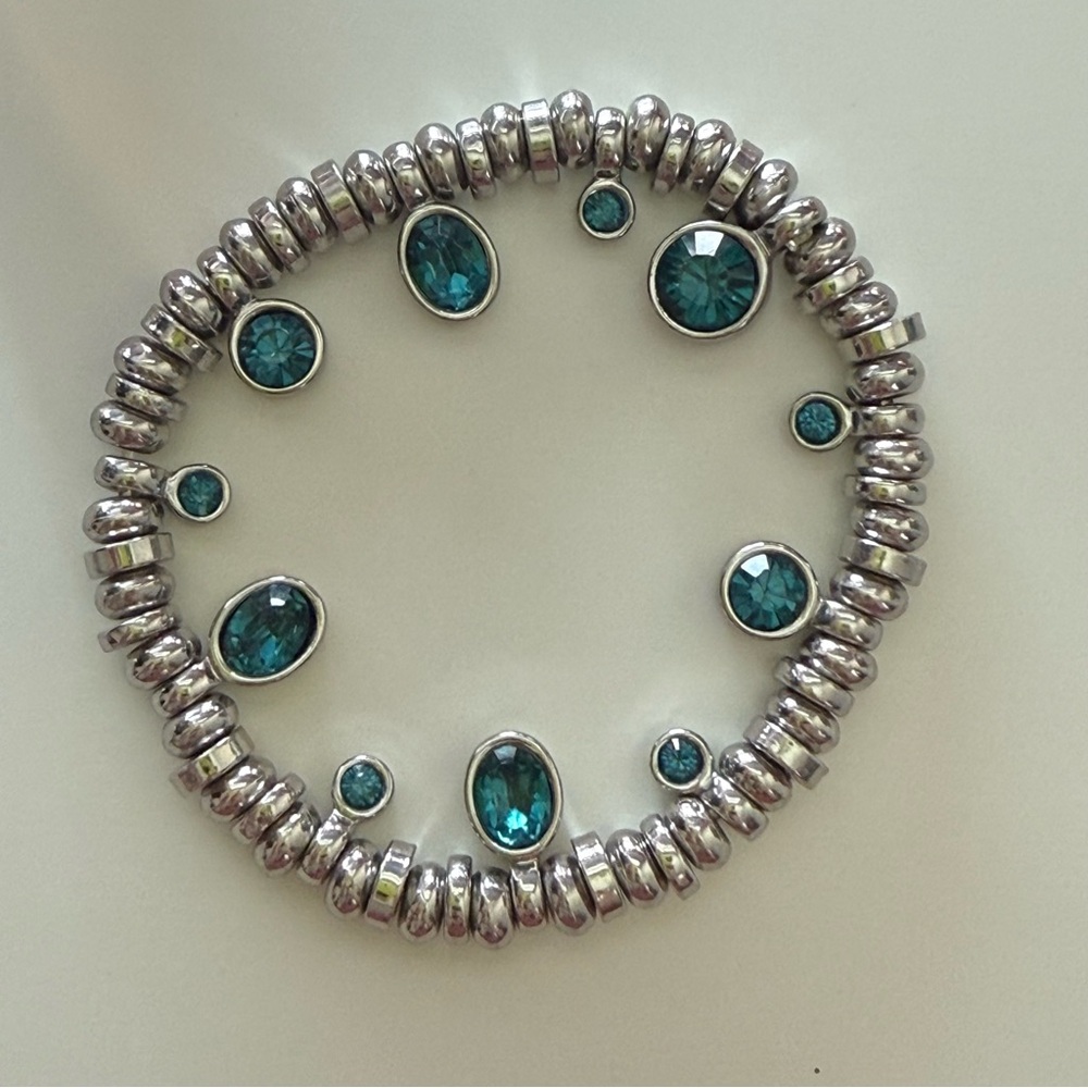Elegant Silver and Blue Gemstone Bracelet